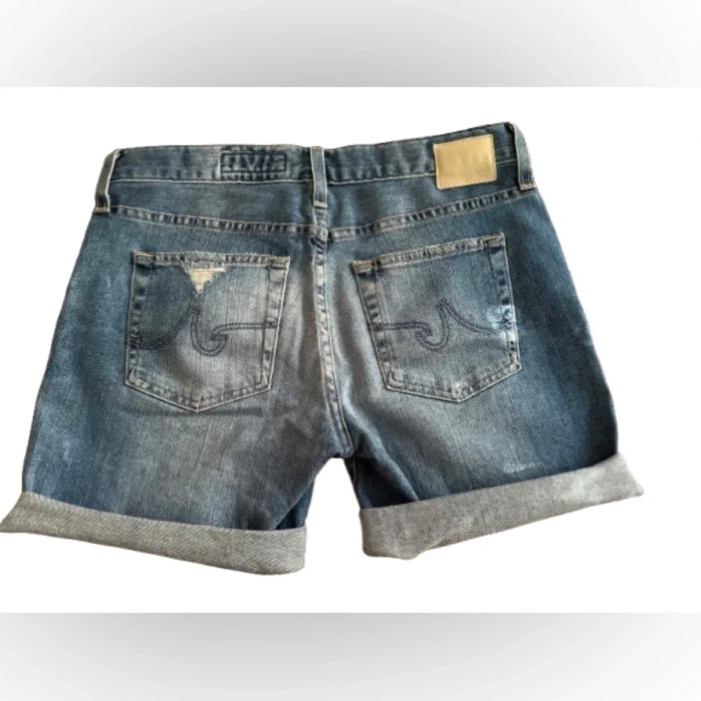 Ag Adriano Goldschmied Womens Jean Nikki Shorts Jorts Distressed Mid Rise Sz 26R